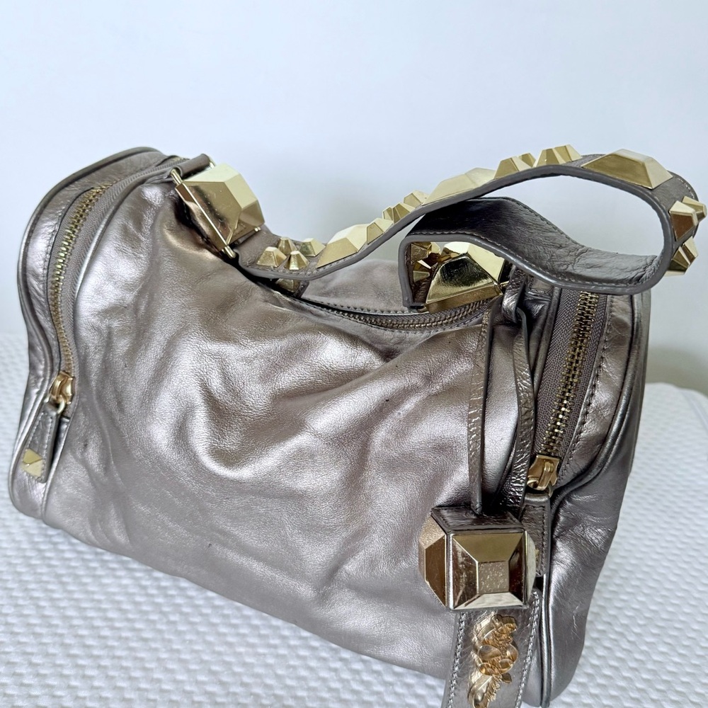 Betsey Johnson Silver Satchel with Gold Accents